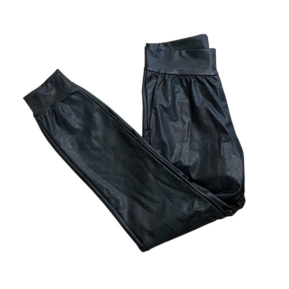 Commando Faux Leather Jogger Pants Black Size Small Stretch Pockets - Picture 8 of 8